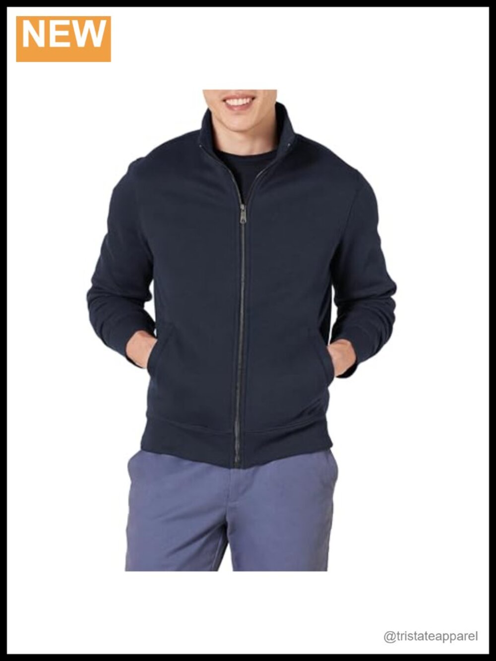 Standard Full-Zip Fleece Mock Neck Midweight Sweatshirt with Pockets
